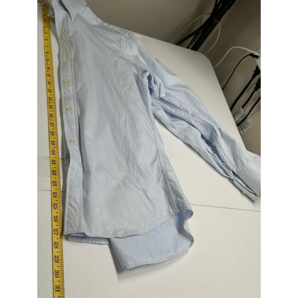 Teddy Stratford Shirt Mens 1 Small Blue Dress Zip Placket Long Sleeve Button‎ Up - Picture 15 of 15